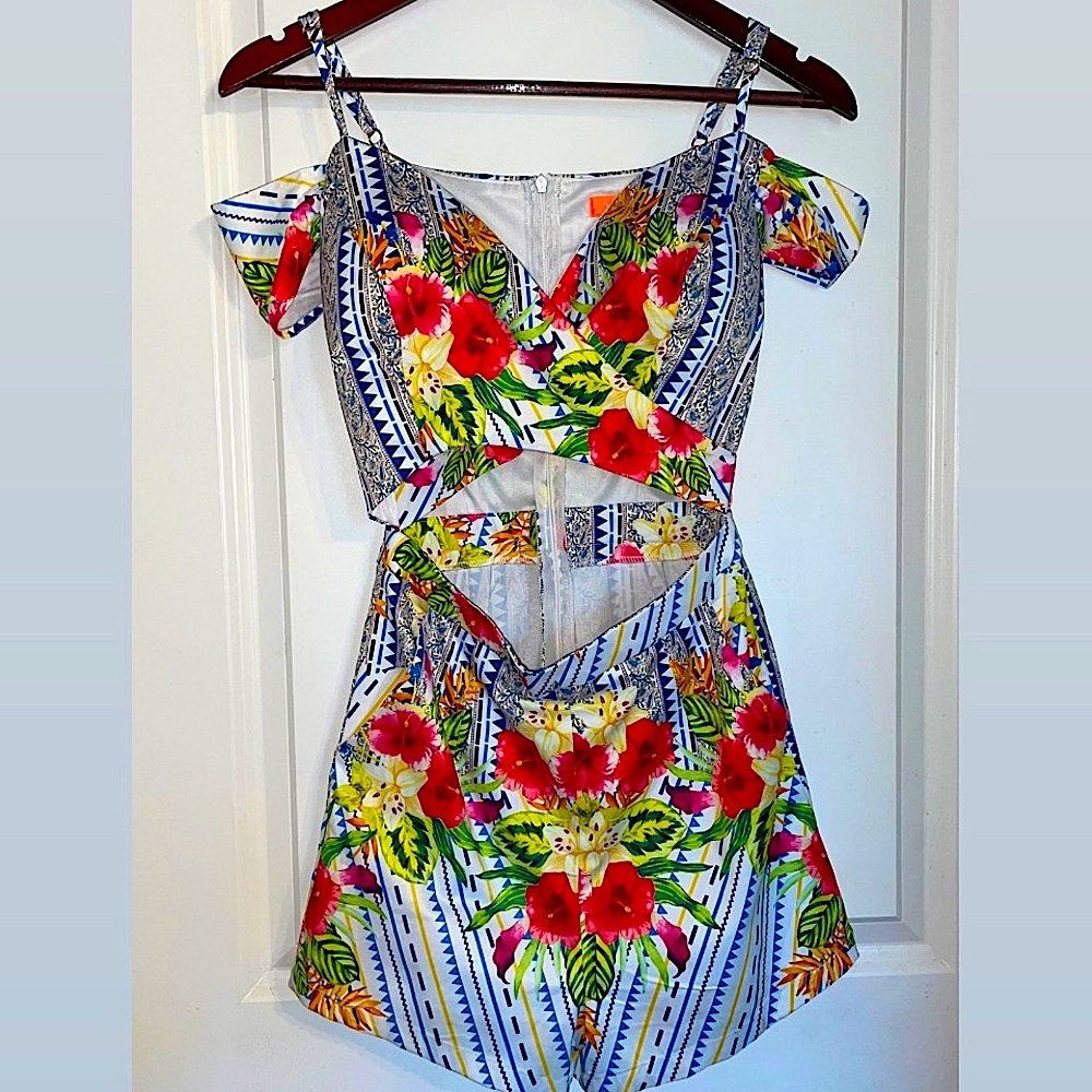 Off Shoulder Floral Romper